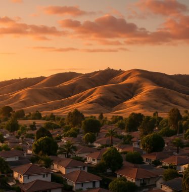 Sunset skyline view over La Mirada, California