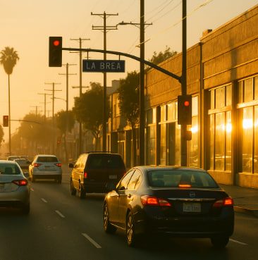 Sunset skyline view over Brea, California